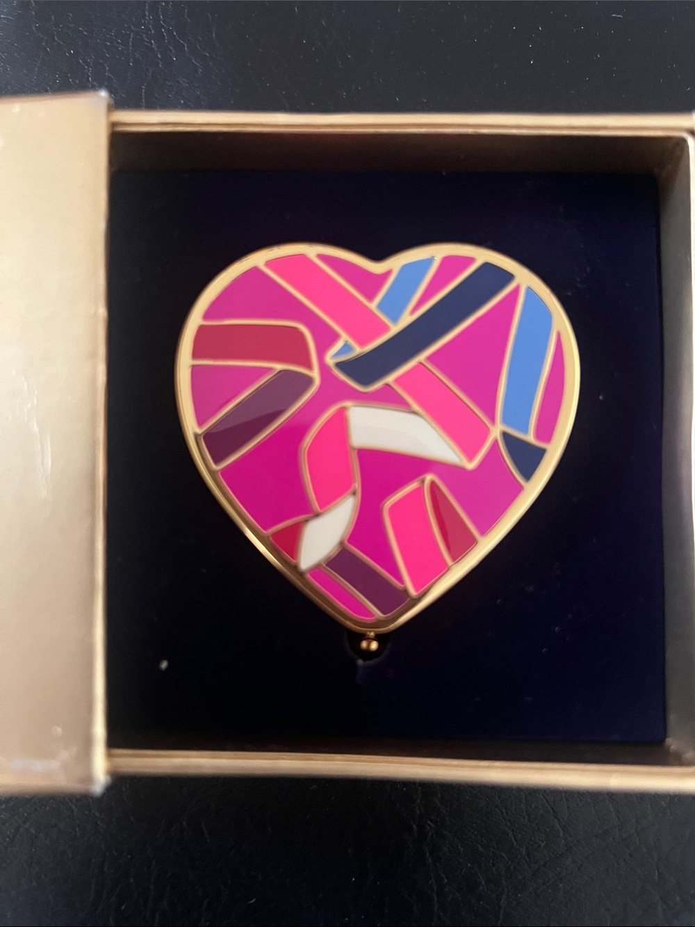 Estee Lauder Heart Compact Mirror in Pink, Blue & Gold